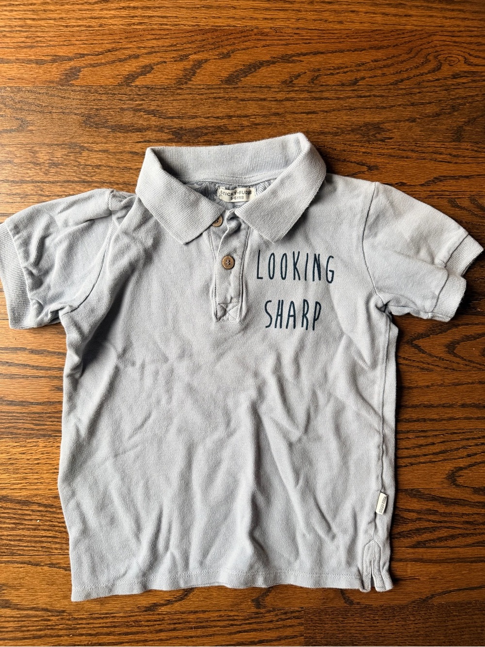Sticky Fudge Boy’s Looking Sharp Gray Short Sleeve Collared Polo Shirt - 5-6